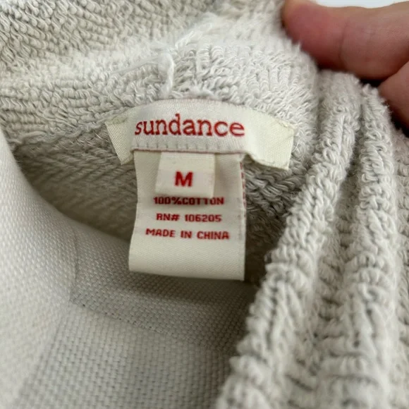 Sundance Gray and Cream Sweatshirt Waterfall Open Longline Cardigan Size M - Picture 3 of 3